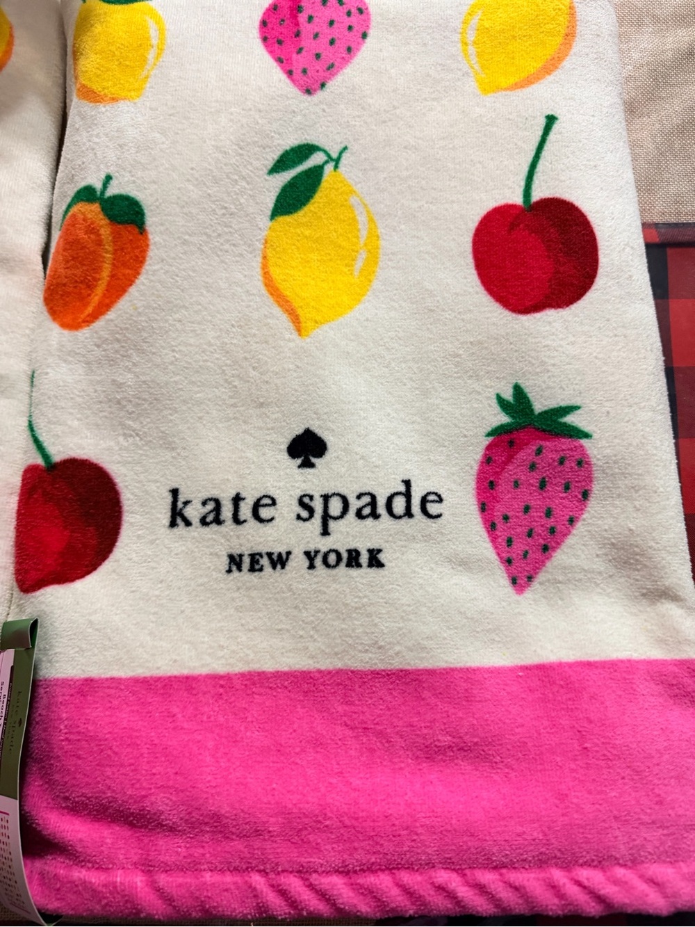 kate spade Fruit Print Beach Towels with Pink Border - Picture 6 of 8